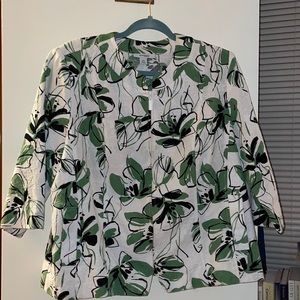 Green and white floral jacket.